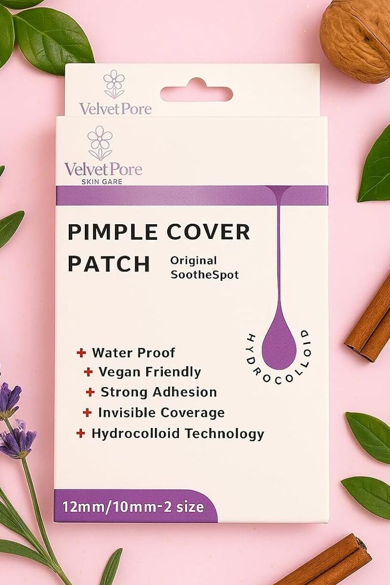VelvetPore Hydrocolloid Acne Patches – Invisible Waterproof Pimple Patches for Face, Oil-Absorbing Zit Stickers, Strong Adhesion Blemish Spot Treatment, Day & Night Acne Cover, 72 Count (10mm & 12mm)